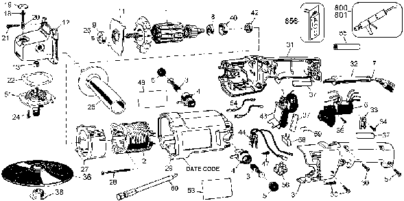Exploded Diagram A Diagram and Parts List for 6138-46 Type 100 Black and Decker Sander Polisher